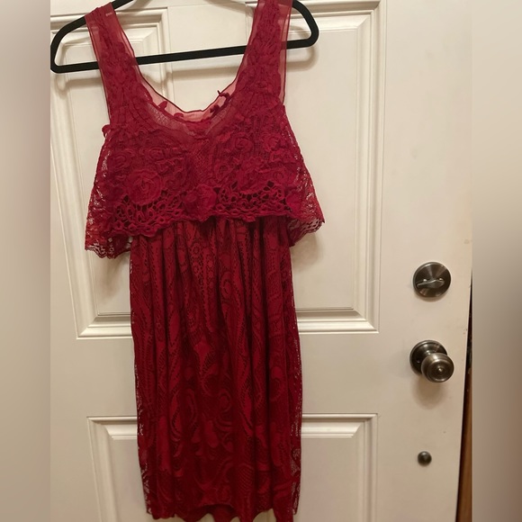 NWT. Red Lace short - mini dress in Medium. - Picture 7 of 7